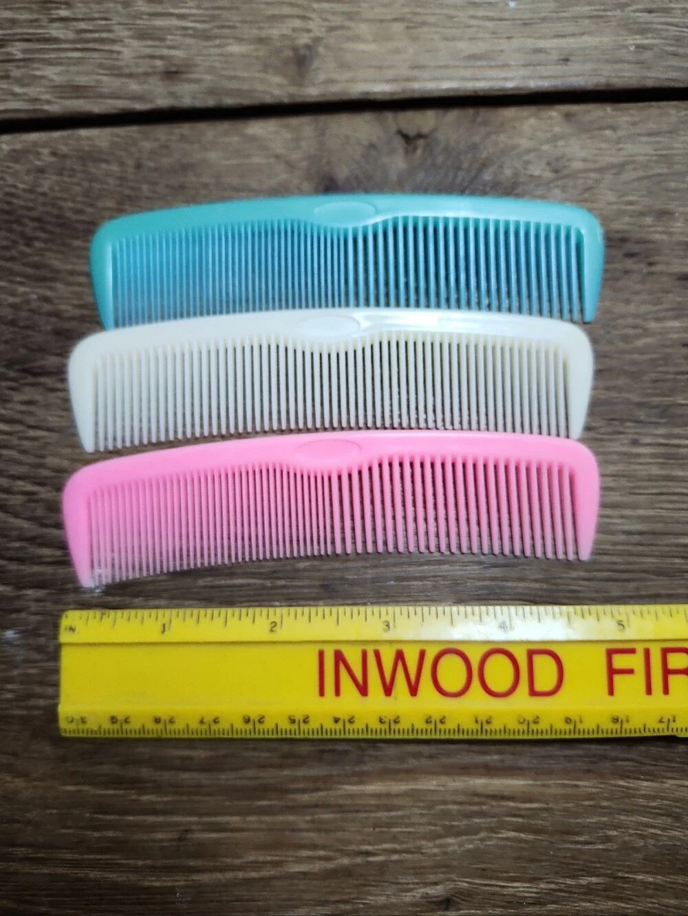 Lot of 3 Vintage 60s Pastel Pocket Hair Combs Vanity Comb 5” USA Made